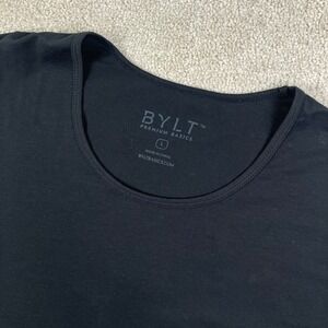 BYLT Mens L Drop Cut T-Shirt Black Premium Basics Short Sleeve Stretch
